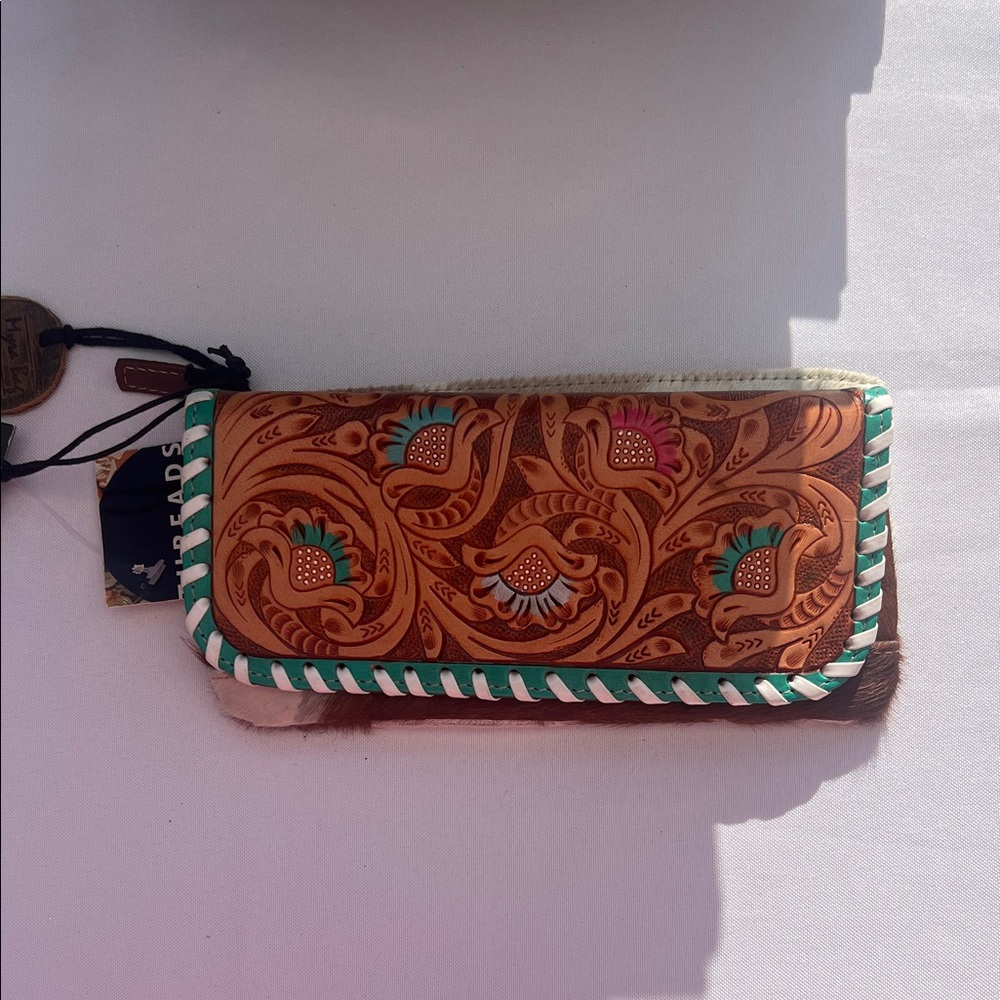 Floral Myra‎ Embossed Leather and cowhide wallet